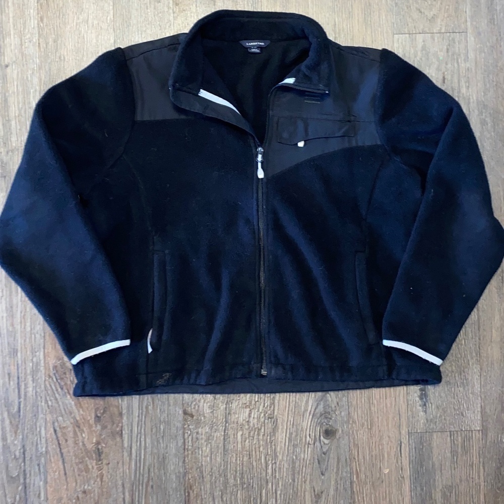Lands end xl petite black fleece jacket